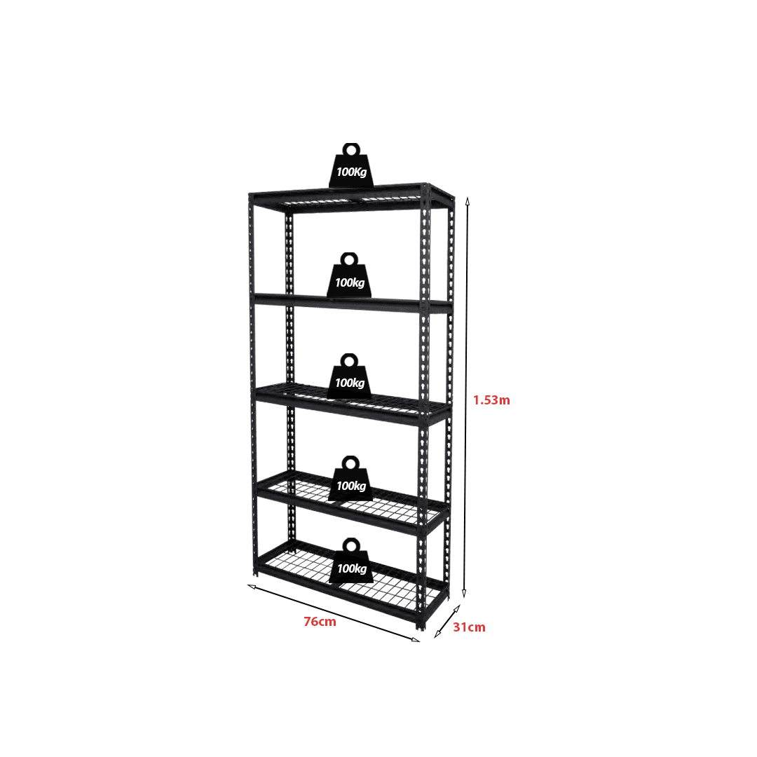 Rivet Racking 5 Wire Shelves - 153x76x31cm