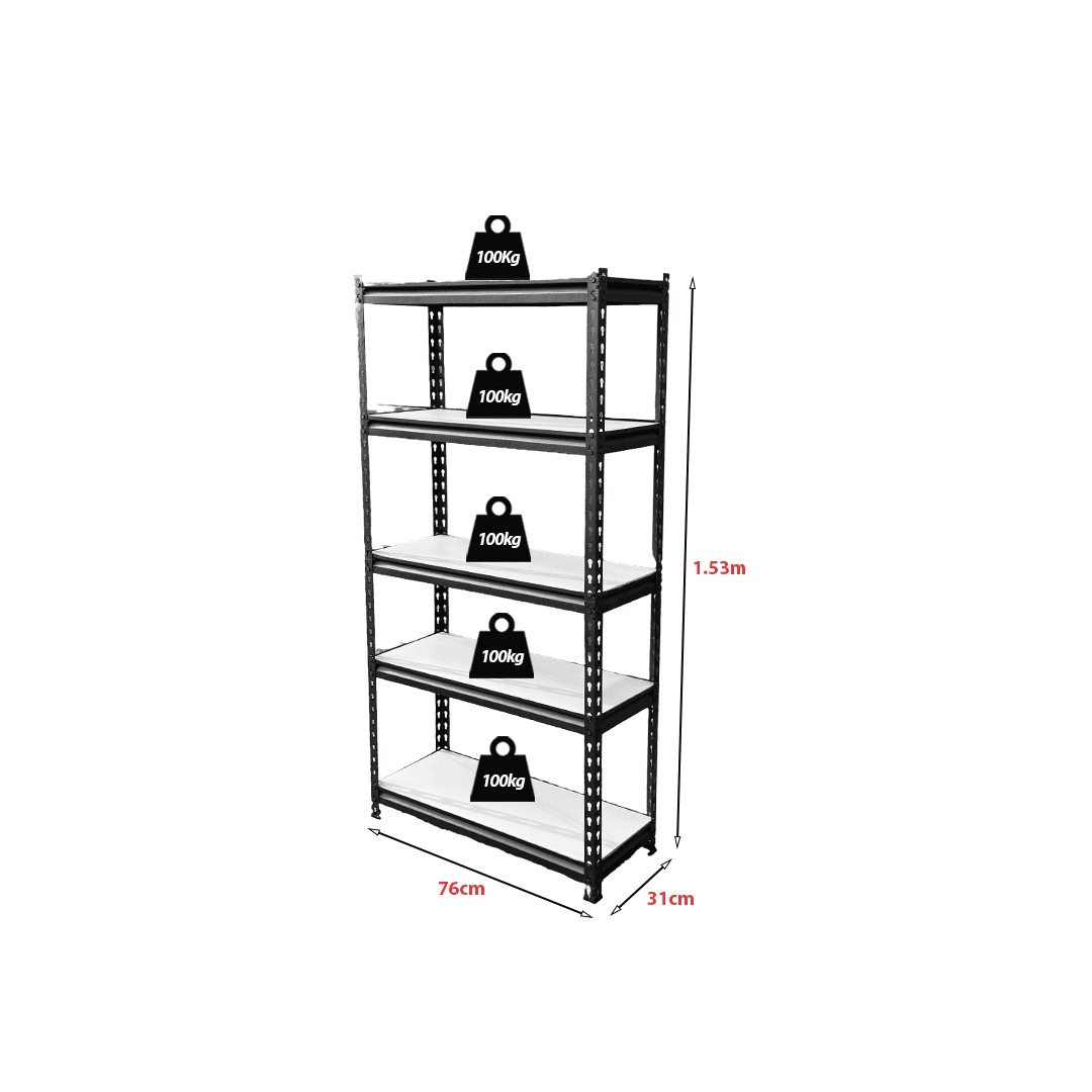 Rivet Racking 5 Wood Shelves - 153x76x31cm