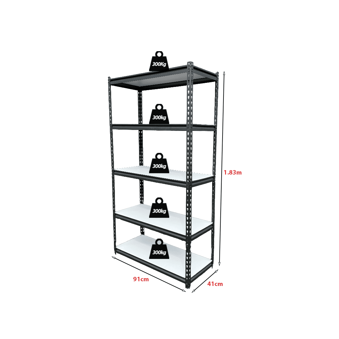 Rivet Racking 5 Wood Shelves 183x91x41cm