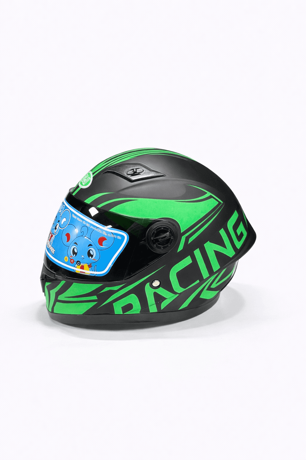 H.L-N Racing Full Face Kids Helmet, Black/Green