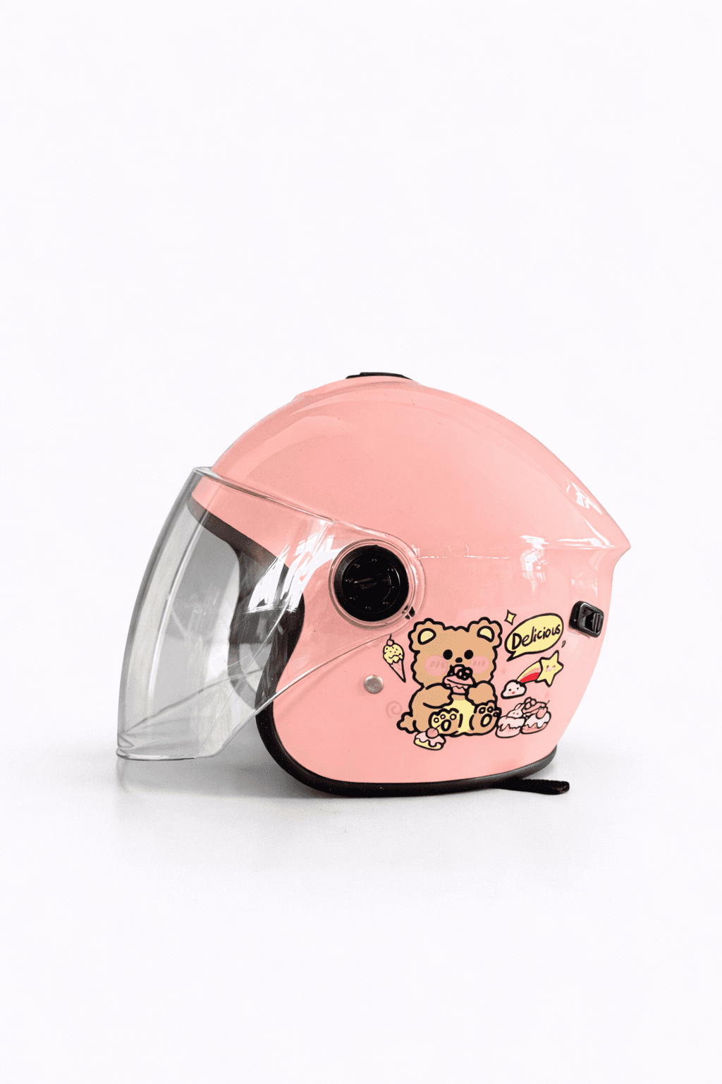 Kids Motorcycle Helmet, Open Face with Visor, Pink